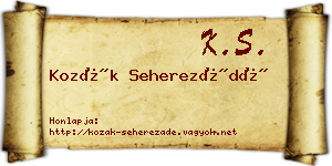Kozák Seherezádé névjegykártya